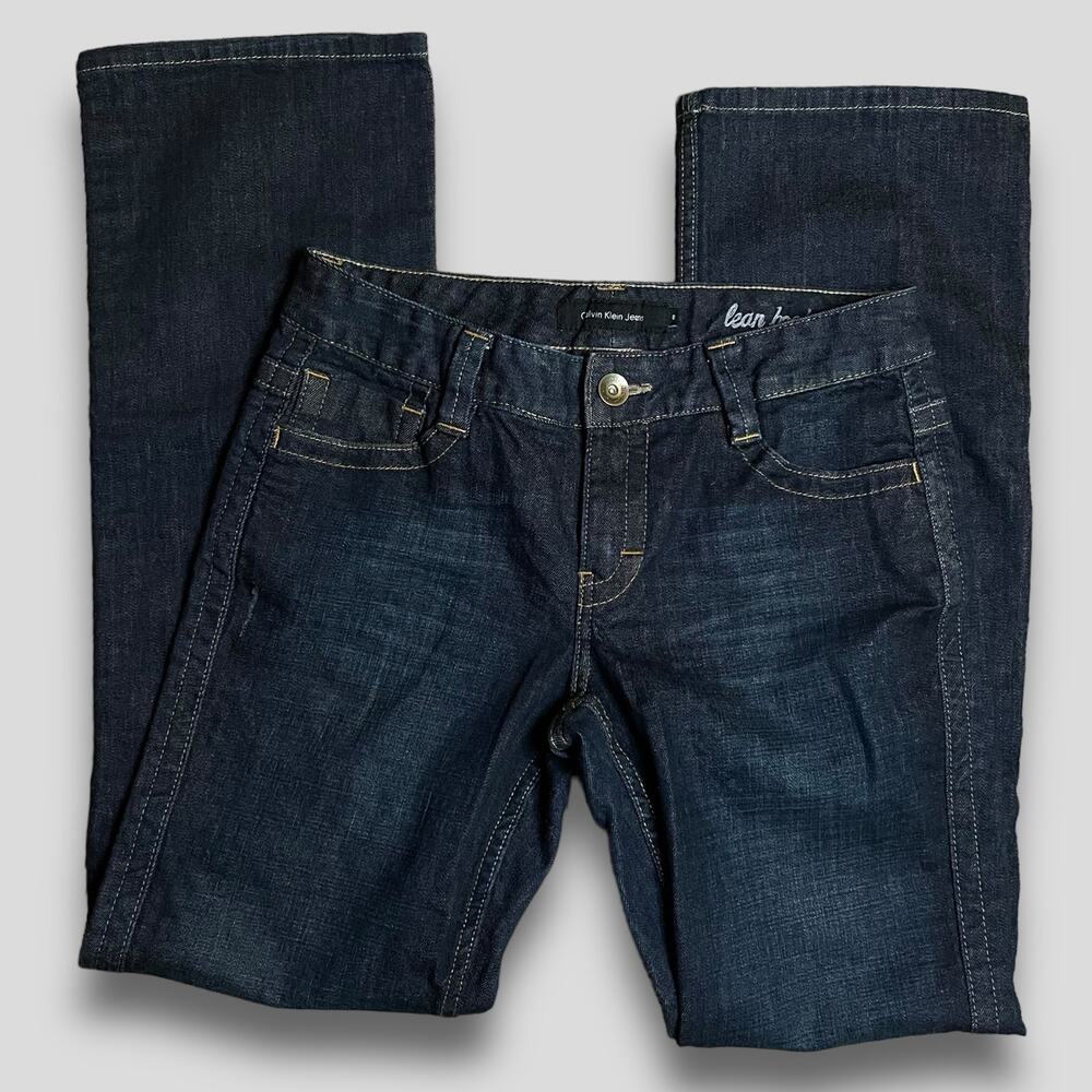 CALVIN KLEIN JEANS FLAP POCKET LEAN BOOTCUT Y2K AIKO BOOTCUT DARL BLUE JEANS 8